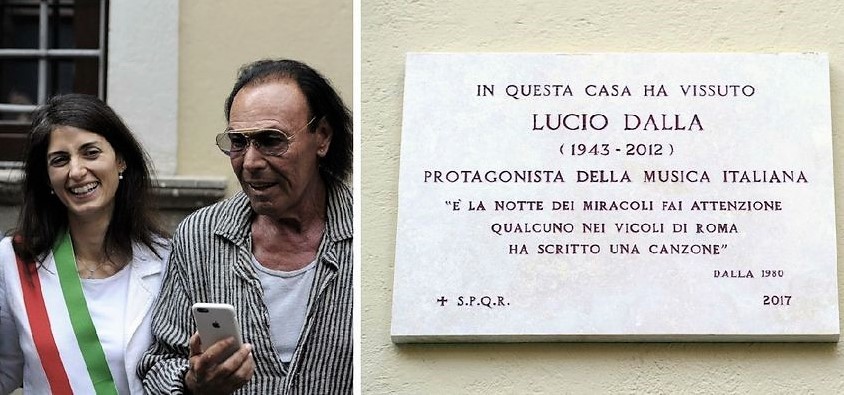Targa-a-Roma-in-memoria-a-Dalla-con-la-sindaca-Raggi-il-cantante-Venditti-2017
