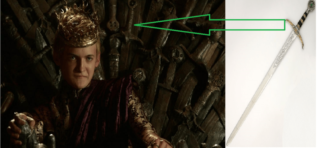 Serie-Tv-Joffrey-sul-Trono-di-Spade-sullo-schienale-è-riproposta-la-spada-di-Robin-Hood Sorpresa-Serie-Tv--Joffrey-sul-Trono-di-Spade-sullo-schienale-è-riproposta-la-spada-di-Robin-Hood