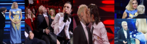 Sanremo 2023 Chiara Ferragni oscurata da Fedez e Rosa Chemical che si baciano